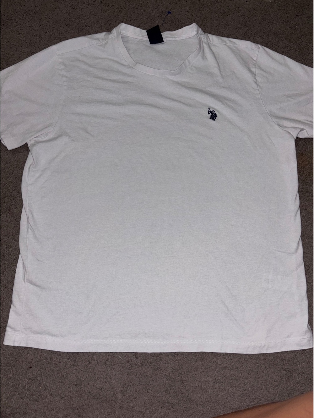 U.S. Polo Assn. Men Large White Embroidered Logo T-Shirt Crewneck  Description: